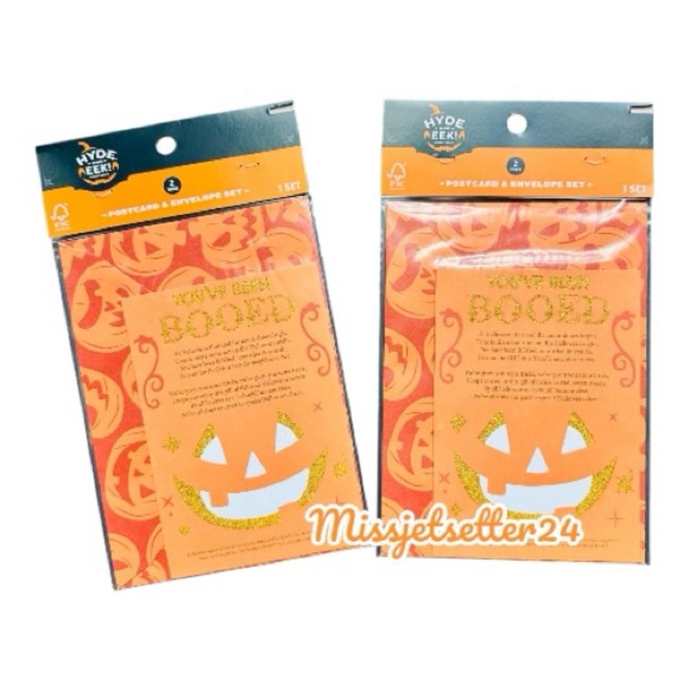 NWT Two Halloween You’ve Been Bood Neighbor Card and Envelope Sets Hyde and Eek